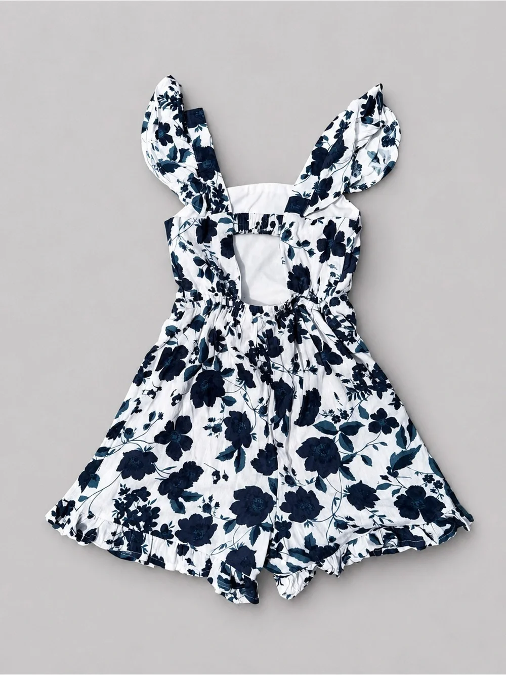 NWT Full Tilt Girls Navy Blue Floral Romper Shorts